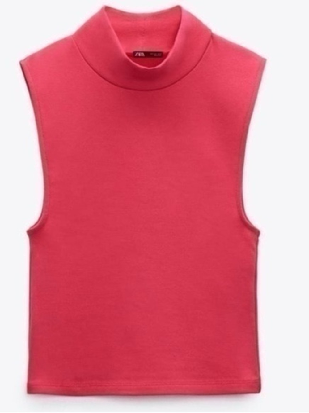 Zara Sleeveless Mock Neck Tank in Bright Pink